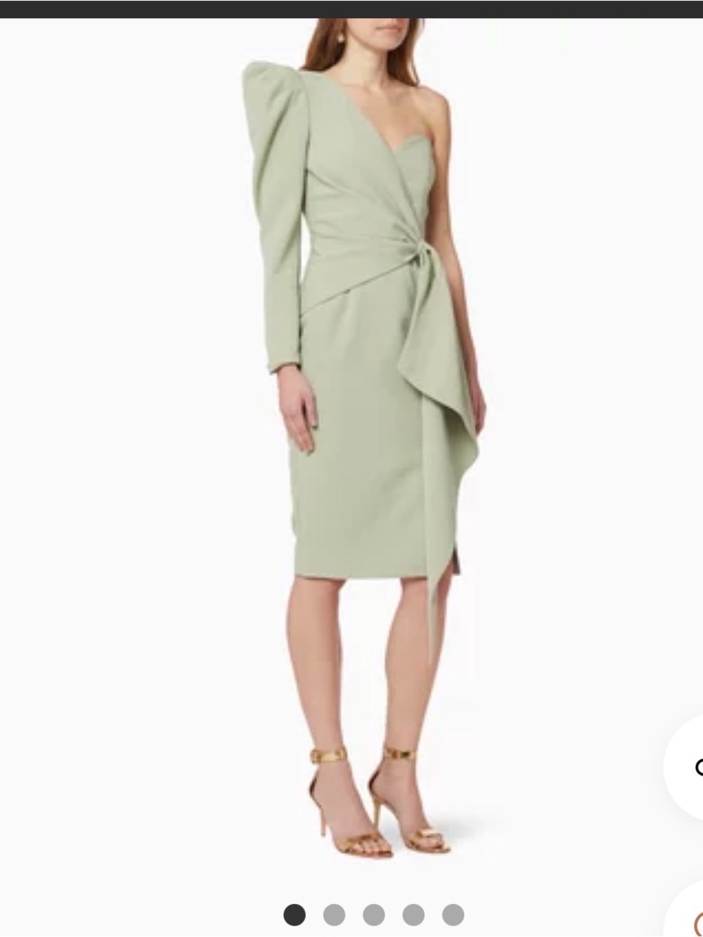 One-Shoulder Lavish Alice Sage Green Draped Midi Dress